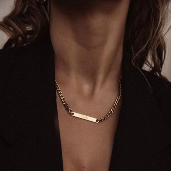 engraved name pendant cuba chain gold stainless steel tag necklace custom logo jewelry hip hop anniversary gift necklaces, Silver
engraved name pendant cuba chain gold stainless steel tag necklace custom logo jewelry hip hop anniversary gift necklaces, Silver