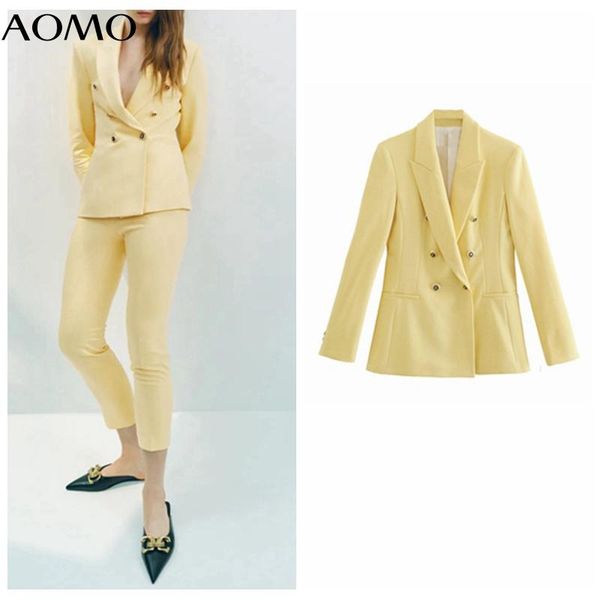 women's suits & blazers aomo women 2021 autumn winter solid blazer coat vintage double breasted long sleeve female outerwear chic je19, White;black
women's suits & blazers aomo women 2021 autumn winter solid blazer coat vintage double breasted long sleeve female outerwear chic je19, White;black