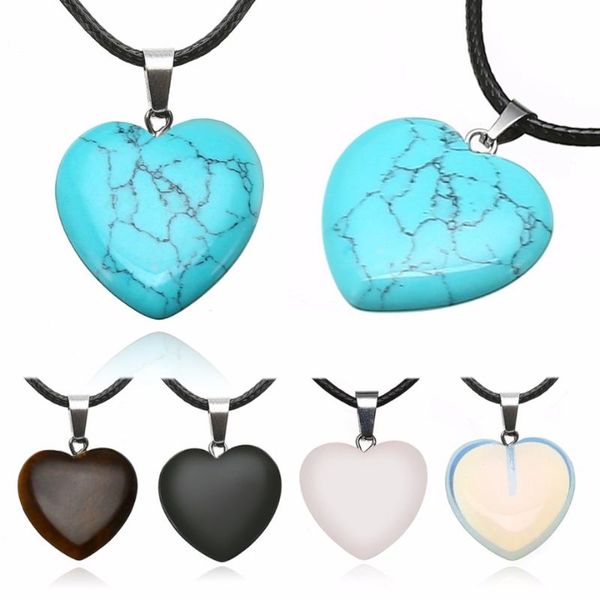 pendant necklaces classic love heart shaped stone natural leather chain 6 colors simple charms jewelry gifts for women, Silver
pendant necklaces classic love heart shaped stone natural leather chain 6 colors simple charms jewelry gifts for women, Silver