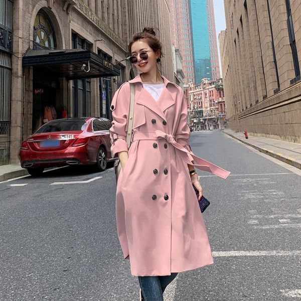 women's trench coats brand fashion women coat long double-breasted with belt spring autumn lady windbreaker female outerwear quality, Tan;black 
women's trench coats brand fashion women coat long double-breasted with belt spring autumn lady windbreaker female outerwear quality, Tan;black