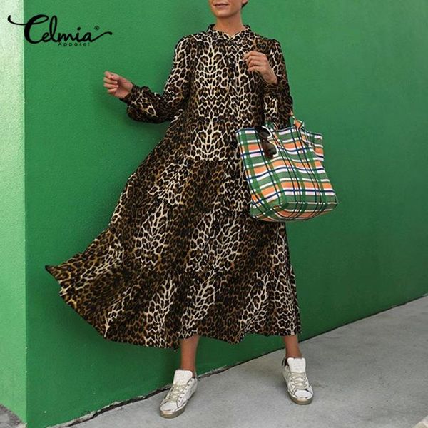 celmia women dress leopard print plus size dresses fashion long sleeve loose vestidos vintage holiday party midi 5xl casual, Black;gray
celmia women dress leopard print plus size dresses fashion long sleeve loose vestidos vintage holiday party midi 5xl casual, Black;gray