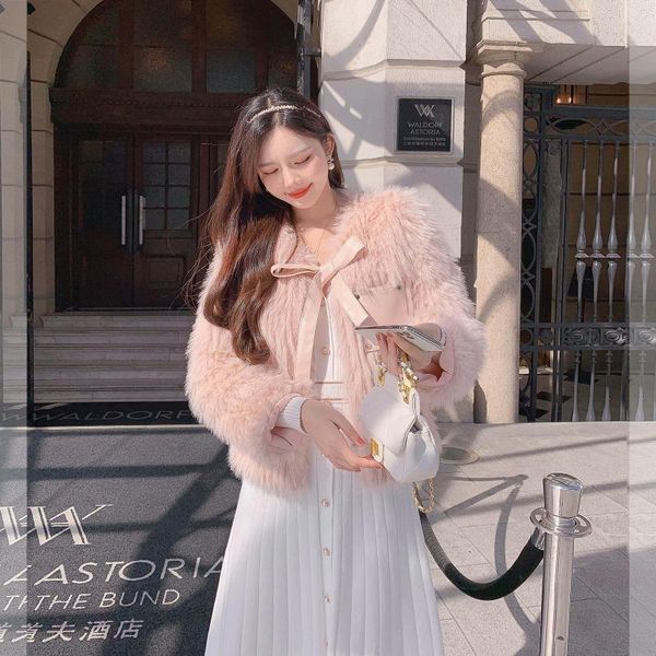 women's fur & faux high-end fashion coat winter women korean outwear plush jacket, Black
women's fur & faux high-end fashion coat winter women korean outwear plush jacket, Black