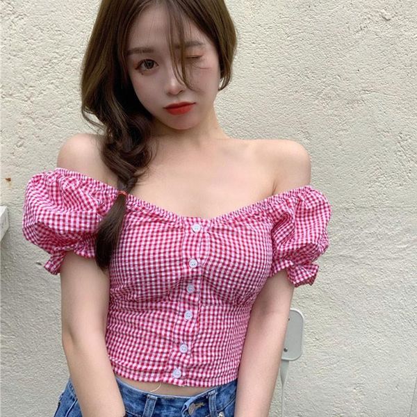 simple square collar short sleeve plaid print buttons basic blouse women's blouses & shirts, White
simple square collar short sleeve plaid print buttons basic blouse women's blouses & shirts, White