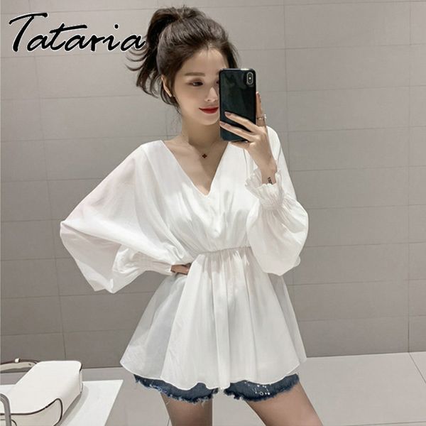 1spring korean v-collar lantern sleeves waist white casual shirt chic niche design 210514
1spring korean v-collar lantern sleeves waist white casual shirt chic niche design 210514