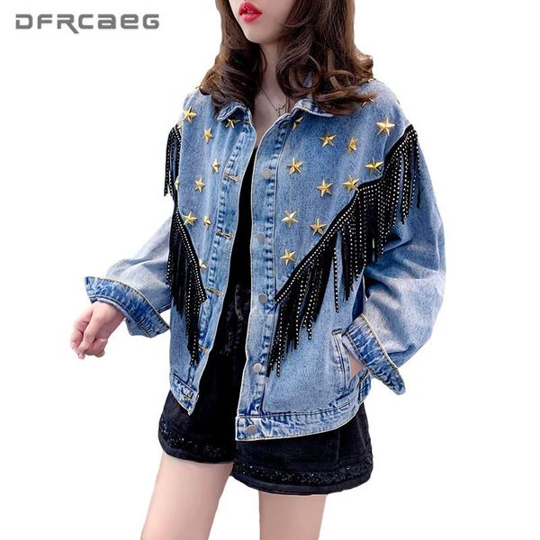 streetwear retro women denim jacket with tassels 2021 spring vintage beading jeans jackets coat loose ladies outwear women's, Black;brown
streetwear retro women denim jacket with tassels 2021 spring vintage beading jeans jackets coat loose ladies outwear women's, Black;brown