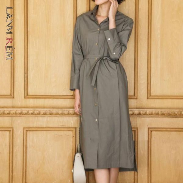 women's spring dresses turn-down collar lace up knee-length all-match side split shirt style dress famale 3024 210507, Black;gray
women's spring dresses turn-down collar lace up knee-length all-match side split shirt style dress famale 3024 210507, Black;gray