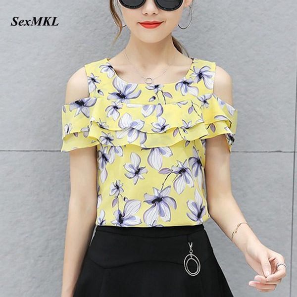 women summer floral printed blouse 2021 casual off shoulder korean ladies chiffon shirt blusas mujer women's blouses & shirts, White 
women summer floral printed blouse 2021 casual off shoulder korean ladies chiffon shirt blusas mujer women's blouses & shirts, White