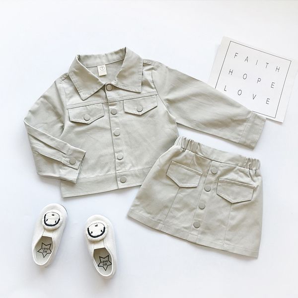 baby girls sets brand spring autumn fashion long-sleeved lapel denim jacket + skirt 2-piece children clothing coat 210515, White
baby girls sets brand spring autumn fashion long-sleeved lapel denim jacket + skirt 2-piece children clothing coat 210515, White