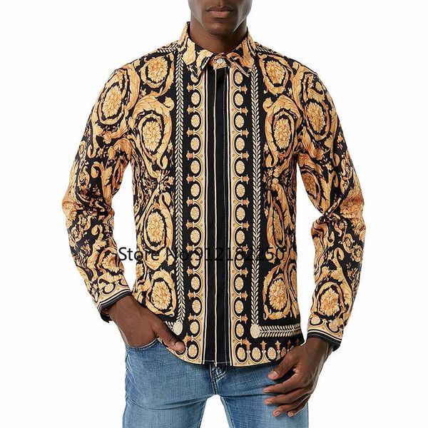 men's casual shirts luxury royal shirt men baroque floral print long sleeve dress mens party formal slim fit camisa masculina, White;black
men's casual shirts luxury royal shirt men baroque floral print long sleeve dress mens party formal slim fit camisa masculina, White;black
