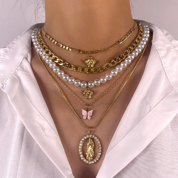 chains fashion butterfly angel pearl beads chain necklace for women multilayer golden portrait crystal pendant necklaces boho jewelry, Silver
chains fashion butterfly angel pearl beads chain necklace for women multilayer golden portrait crystal pendant necklaces boho jewelry, Silver