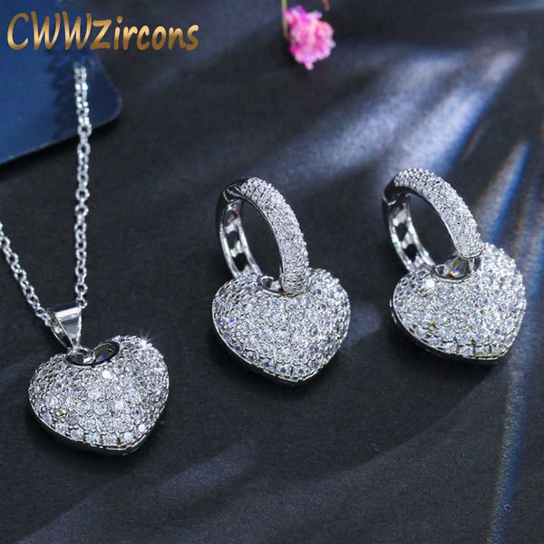 fashion cute heart shape cubic zirconia stone love pendant necklace earrings jewelry sets for ladies gift t052 210714, Silver
fashion cute heart shape cubic zirconia stone love pendant necklace earrings jewelry sets for ladies gift t052 210714, Silver