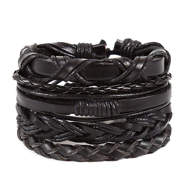 charm bracelets drop black leather bracelet men 4pcs/set multi-layer punk rock braided rope wrap for women jewellery gift, Golden;silver
charm bracelets drop black leather bracelet men 4pcs/set multi-layer punk rock braided rope wrap for women jewellery gift, Golden;silver