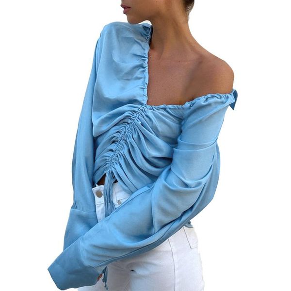 women's blouses & shirts 2021 fashion ruched satin lady shirt elegant long sleeve drawstring v neck slim blouse spring autumn casual so, White
women's blouses & shirts 2021 fashion ruched satin lady shirt elegant long sleeve drawstring v neck slim blouse spring autumn casual so, White