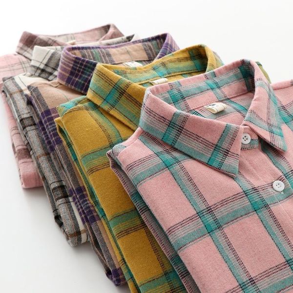 women's blouses & shirts autumn winter women brushed plaid korean vintage long sleeve streetwear loose shirt mujer harajuku chic femme, White
women's blouses & shirts autumn winter women brushed plaid korean vintage long sleeve streetwear loose shirt mujer harajuku chic femme, White