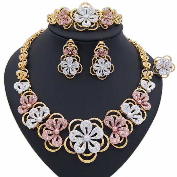earrings & necklace yulaili trendy flowers crystal charm bracelet ring dubai gold jewelry sets for women weddding accessories, Silver
earrings & necklace yulaili trendy flowers crystal charm bracelet ring dubai gold jewelry sets for women weddding accessories, Silver