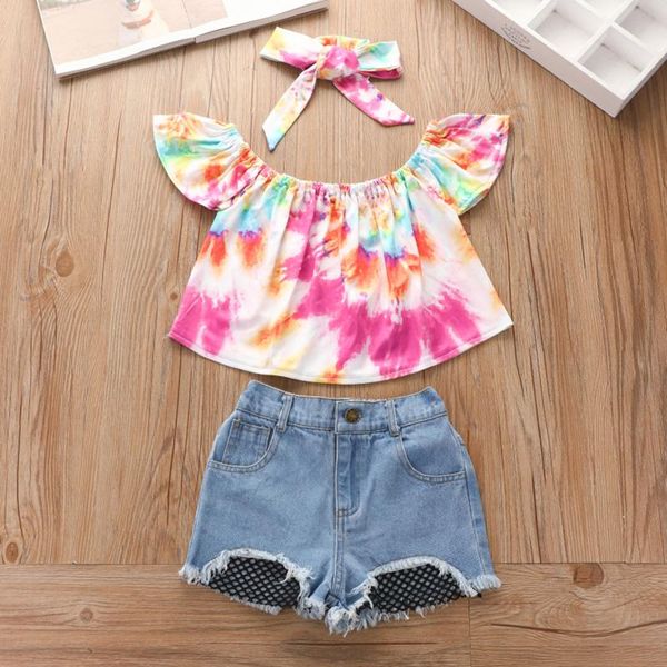 clothing sets 3pc toddler kids baby girl fashion sleeveless summer sleeve rainbow tie-dye +ripped denim shorts+headband outfits, White
clothing sets 3pc toddler kids baby girl fashion sleeveless summer sleeve rainbow tie-dye +ripped denim shorts+headband outfits, White