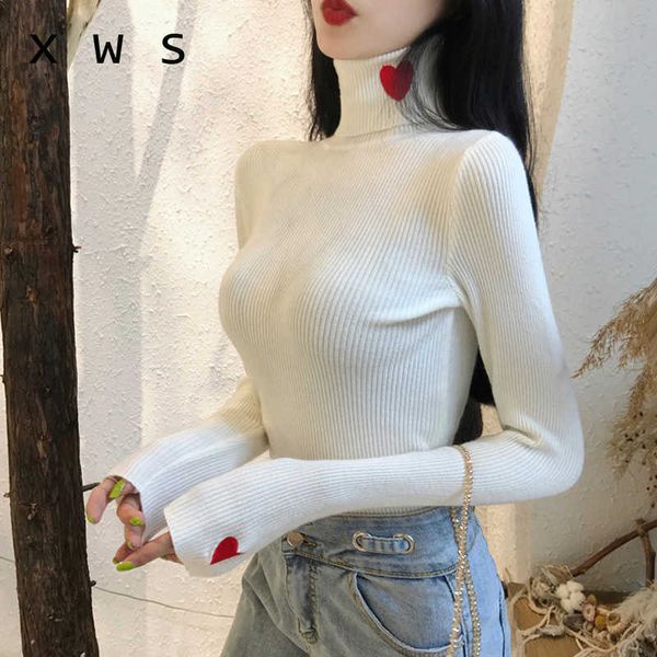 love embroidery turtleneck sweater autumn winter casual soft polo-neck jumper fashion slim femme elasticity pullovers 210604, White;black
love embroidery turtleneck sweater autumn winter casual soft polo-neck jumper fashion slim femme elasticity pullovers 210604, White;black