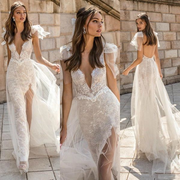 muse by berta wedding dresses v neck lace sequins split backless sweep train bridal gowns plus size boho robe de mariée, White
muse by berta wedding dresses v neck lace sequins split backless sweep train bridal gowns plus size boho robe de mariée, White