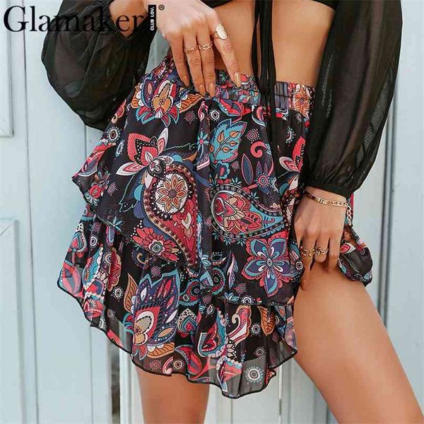 glamaker ethnic vintage printed high waist skirt ruffles holiday beach mini spring summer a-line floral s 210629, Black
glamaker ethnic vintage printed high waist skirt ruffles holiday beach mini spring summer a-line floral s 210629, Black