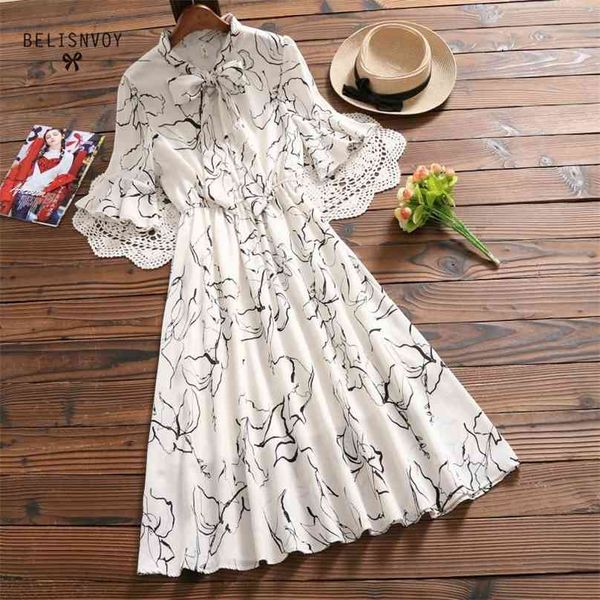 mori girl sweet summer women dresses bow collar floral printed vintage chiffon dress flare sleeve elegant femininos vestidos 210520, Black;gray
mori girl sweet summer women dresses bow collar floral printed vintage chiffon dress flare sleeve elegant femininos vestidos 210520, Black;gray