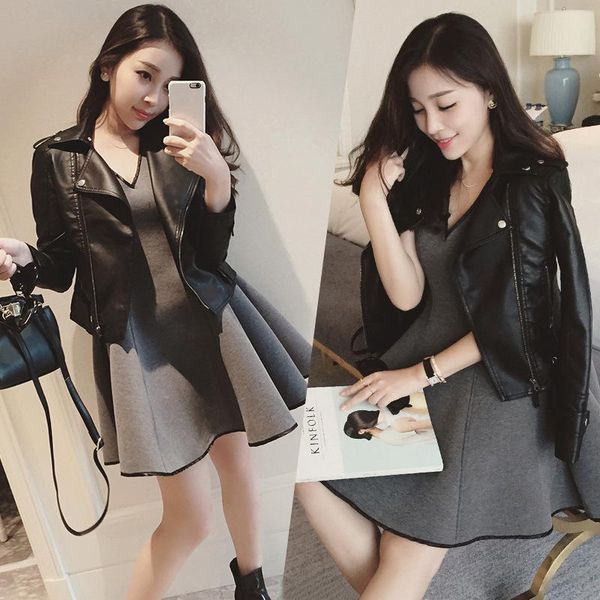 women's jackets black pu leather short korean fit motorcycle coat plus size zipper jacket moto, Black;brown
women's jackets black pu leather short korean fit motorcycle coat plus size zipper jacket moto, Black;brown