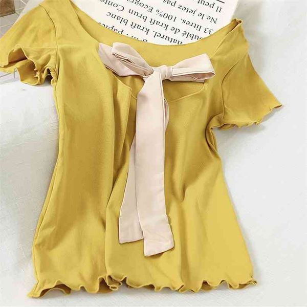 women's short-sleeved t-shirt back bow tees korean hollow backless female summer gd386 210506, White
women's short-sleeved t-shirt back bow tees korean hollow backless female summer gd386 210506, White