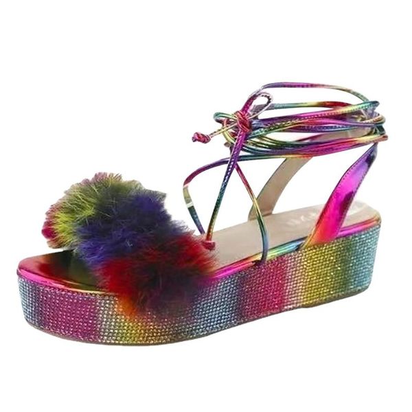 dress shoes women's multicolor crystal sandals platforms wedges ankle strap faux fur open toe slides lace-up summer zapatos, Black
dress shoes women's multicolor crystal sandals platforms wedges ankle strap faux fur open toe slides lace-up summer zapatos, Black