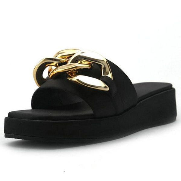 slippers genuine leather silk for women flat platform concise metal chain sandals comfortable summer shoes woman v1xq, Black
slippers genuine leather silk for women flat platform concise metal chain sandals comfortable summer shoes woman v1xq, Black