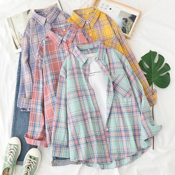 women's blouses & shirts quality thin cotton loose medium and long plaid shirt women minority design sense sun-proof clothing summer 20, White
women's blouses & shirts quality thin cotton loose medium and long plaid shirt women minority design sense sun-proof clothing summer 20, White