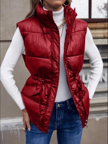 women's vests fall winter plus size loose drawstring stand collar long jacket cotton padded windproof warm vest add top, Black;white
women's vests fall winter plus size loose drawstring stand collar long jacket cotton padded windproof warm vest add top, Black;white
