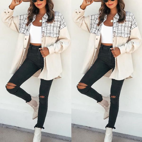 women's jackets women jacket loose casual high street lapel long sleeve spring autumn korean style pocket plaid stitching corduroy shir, Black;brown
women's jackets women jacket loose casual high street lapel long sleeve spring autumn korean style pocket plaid stitching corduroy shir, Black;brown