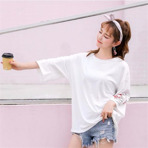 women's t-shirt 2021 summer bottoming shirt harajuku style seven-point sleeve korean of loose all matching, White
women's t-shirt 2021 summer bottoming shirt harajuku style seven-point sleeve korean of loose all matching, White
