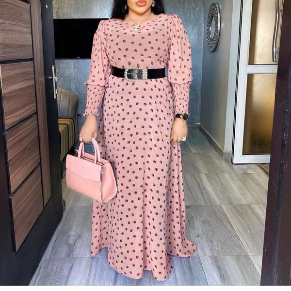 two piece dress women long sleeves o neck with waist belt polka dot printed summer african fashion elegant vacation plus size robe, White
two piece dress women long sleeves o neck with waist belt polka dot printed summer african fashion elegant vacation plus size robe, White