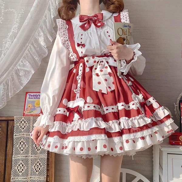 casual dresses 2021 polka dot strap lolita dress daily kawaii jsk red chiffon lace cute girl mini, Black;gray
casual dresses 2021 polka dot strap lolita dress daily kawaii jsk red chiffon lace cute girl mini, Black;gray