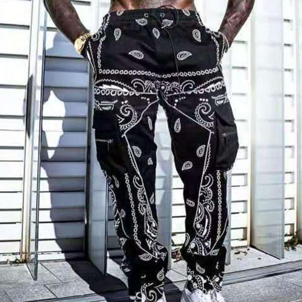 men pants harem printed multi pockets drawstring ankle tied cargo trousers for sports hip hop joggers dance men's, Black
men pants harem printed multi pockets drawstring ankle tied cargo trousers for sports hip hop joggers dance men's, Black