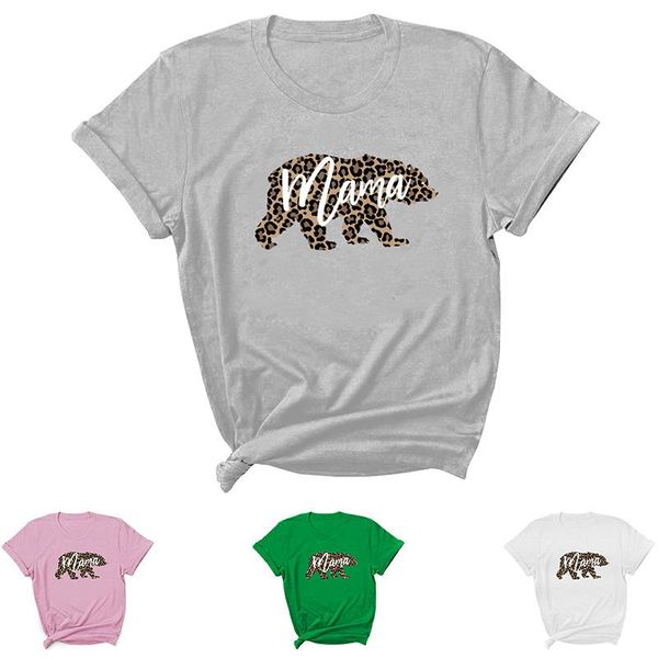 women's t-shirt leopard bear mama pattern printed short sleeve round neck aesthetic clothes graphic tees women summer, White
women's t-shirt leopard bear mama pattern printed short sleeve round neck aesthetic clothes graphic tees women summer, White