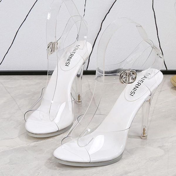 high heel women sandals transparent casual summer runway shoes dress, Black 
high heel women sandals transparent casual summer runway shoes dress, Black