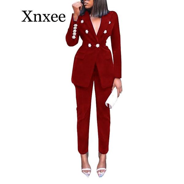 women's suits & blazers autumn winter tracksuit notched full sleeve pants suit two piece casual office lady outfit solid women set, White;black
women's suits & blazers autumn winter tracksuit notched full sleeve pants suit two piece casual office lady outfit solid women set, White;black