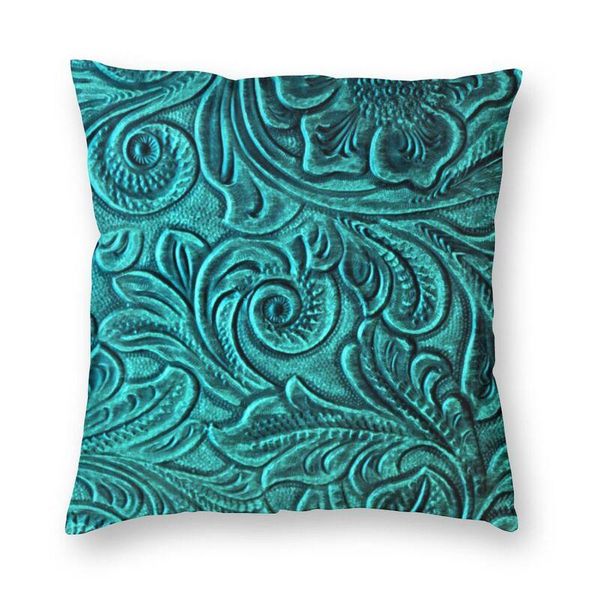cushion/decorative pillow turquoise embossed tooled leather floral scrollwork design cushion covers sofa home decor square throw case 45x45c
cushion/decorative pillow turquoise embossed tooled leather floral scrollwork design cushion covers sofa home decor square throw case 45x45c