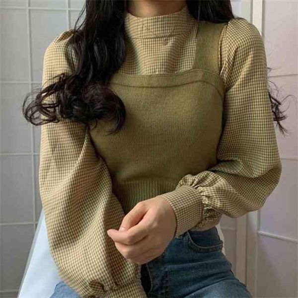 neploe women plaid shirts elegant sets lantern sleeve blouse slim knit cropped sweater vest korean two suits, White
neploe women plaid shirts elegant sets lantern sleeve blouse slim knit cropped sweater vest korean two suits, White