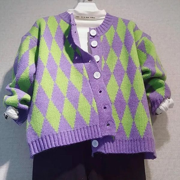 vintage geometric green purple argyle womens sweater plaid cardigans women long sleeve knit crop korean cute ulzzang sweaters, White;black
vintage geometric green purple argyle womens sweater plaid cardigans women long sleeve knit crop korean cute ulzzang sweaters, White;black
