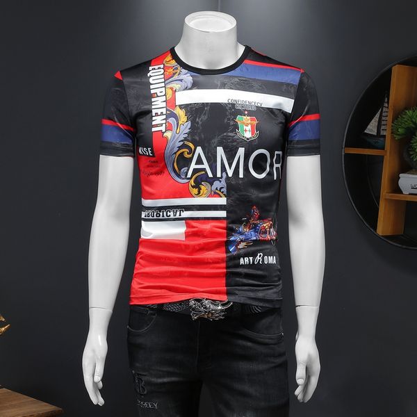 fashion men's short-sleeved t-shirt printing 2022 spring and summer drill personality trend round neck slim bottoming shirt, White;black
fashion men's short-sleeved t-shirt printing 2022 spring and summer drill personality trend round neck slim bottoming shirt, White;black