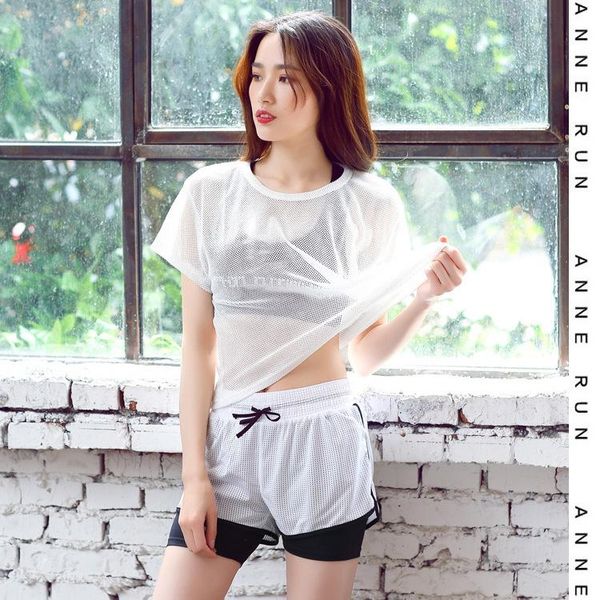 two piece dress lady clothing women's suit summer mesh blouse running loose gym quick-drying shorts fitness, White
two piece dress lady clothing women's suit summer mesh blouse running loose gym quick-drying shorts fitness, White