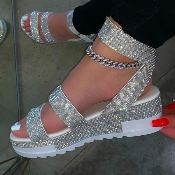 sandals 2021 women's bling glitter female ankle buckle flat platform ladies non slip outdoor shoes woman slides beach footwear, Black
sandals 2021 women's bling glitter female ankle buckle flat platform ladies non slip outdoor shoes woman slides beach footwear, Black