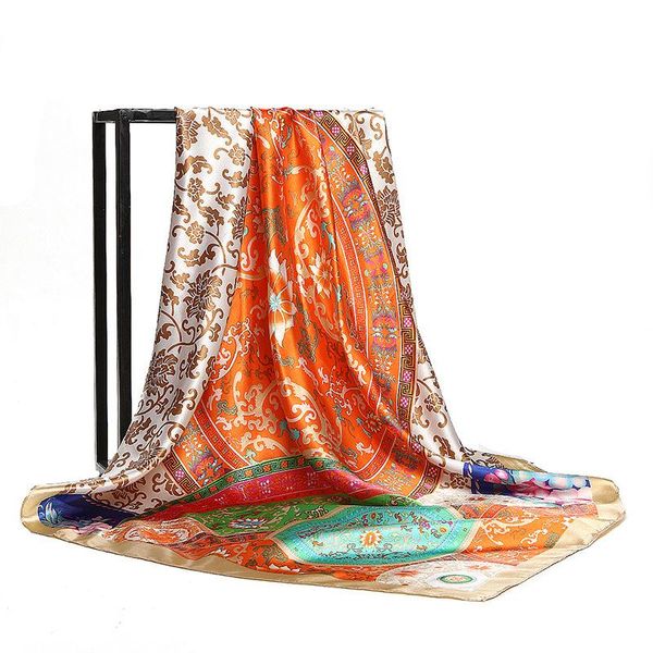 scarves nation retro women's silk scarf colorful 90*90cm big square female versatile shawl flower printing soft head, Blue;gray
scarves nation retro women's silk scarf colorful 90*90cm big square female versatile shawl flower printing soft head, Blue;gray
