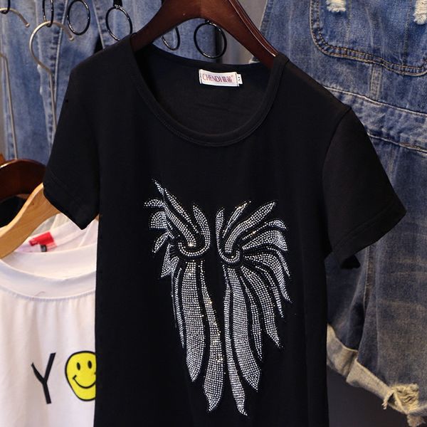 hiawatha 2021 rhinestone short sleeve t-shirt women summer casual black cotton diamond tx079, White
hiawatha 2021 rhinestone short sleeve t-shirt women summer casual black cotton diamond tx079, White