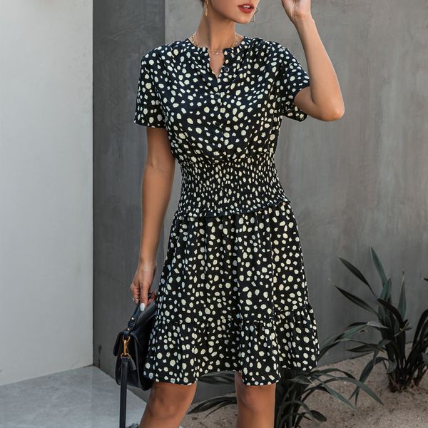 women summer elegant dresses fashion polka dot dress sweet pleated elastic high waist v neck button down chic mini dressby air, Black;white
women summer elegant dresses fashion polka dot dress sweet pleated elastic high waist v neck button down chic mini dressby air, Black;white