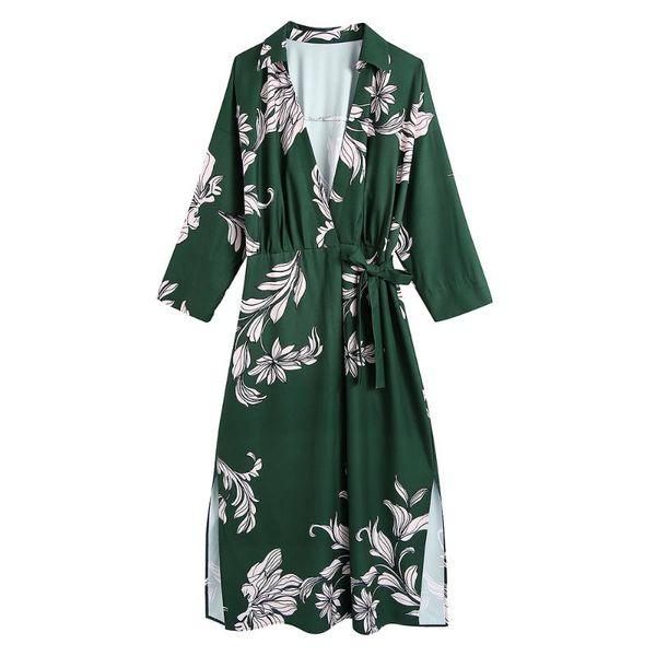 casual dresses for women 2021 elegant vintage print midi dress with slit collared v neck three quarter sleeve waist tie wrap, Black;gray
casual dresses for women 2021 elegant vintage print midi dress with slit collared v neck three quarter sleeve waist tie wrap, Black;gray