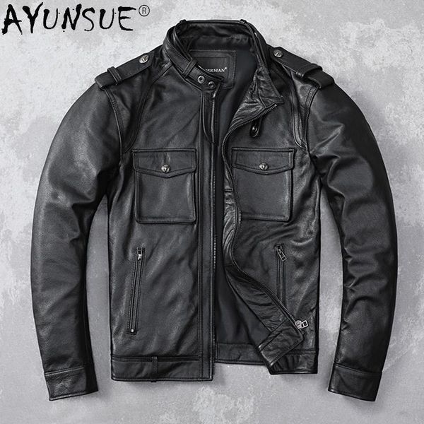 men's leather & faux ayunsue autumn genuine cow jacket men spring motorcycle coat stand collar clothing chaquetas hombre wpy4413, Black
men's leather & faux ayunsue autumn genuine cow jacket men spring motorcycle coat stand collar clothing chaquetas hombre wpy4413, Black