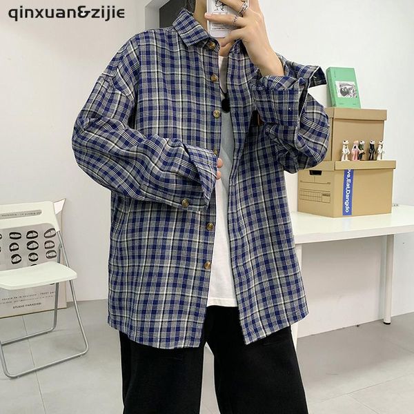 men's casual shirts men oversized cotton plaid shirt 2021 man hip hop patchwork button up long sleeve couple korean harajuku style clot, White;black
men's casual shirts men oversized cotton plaid shirt 2021 man hip hop patchwork button up long sleeve couple korean harajuku style clot, White;black